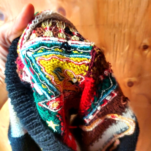 Marisa Christina Classics Vtg Black/Multi Knit Santa Claus & Reindeer Sweater - Picture 10 of 13